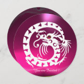 WITTE SLANGENDRAGON ROZE FUCHSIA PAARSE EDELSTEEN KAART (Voorkant / Achterkant)