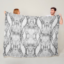 Witte Slangenhuidprint Fleece Deken
