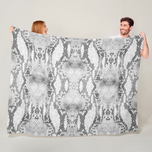 Witte Slangenhuidprint Fleece Deken (In situ)