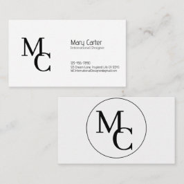 Witte Slanke Zwarte Typografie Clean Visitekaartje
