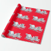 Witte slee op rode inpakpapier (Uitgerold)