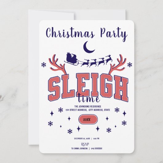 Witte slee-tijd Kerstfeest Kaart (Voorkant)