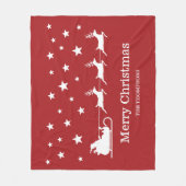 Witte slee van Kerstman en vrolijk kerstfeest teks Fleece Deken (Voorkant)