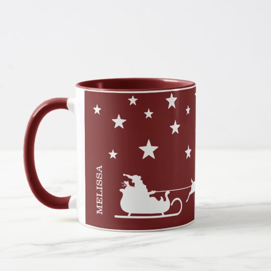 Witte slee van Kerstman en vrolijk kerstfeest teks Mok (Links)