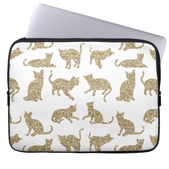Witte Sleeve voor Girly Sparkly Cats-laptop (Voorkant)