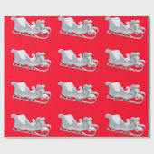 Witte Sleigh op rood inpakpapier (Vlak)