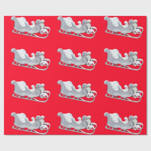Witte Sleigh op rood inpakpapier (Vlak)