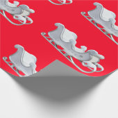 Witte Sleigh op rood inpakpapier (Hoek)
