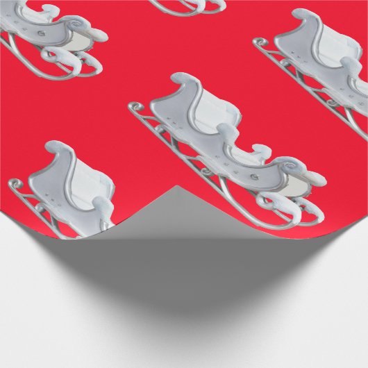 Witte Sleigh op rood inpakpapier (Hoek)