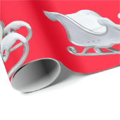 Witte Sleigh op rood inpakpapier (Rol Hoek)