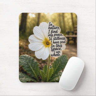 Witte sleutelbloem met inspirerende quote muismat