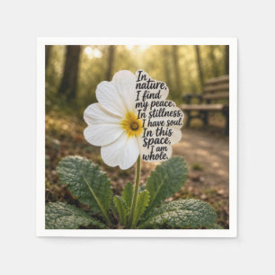 Witte sleutelbloem met inspirerende quote servet