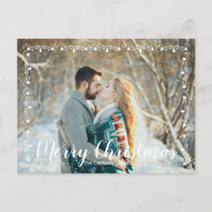 Witte slinger trim Gelukkig Kerstmis Foto Briefkaart