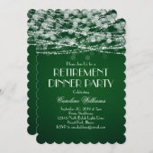 Witte slingerlichtjes op groene pensionering kaart (Voorkant / Achterkant)