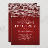 Witte slingerlichtjes op rode pensionering kaart (Voorkant / Achterkant)