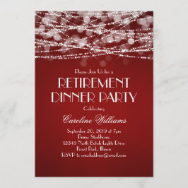 Witte slingerlichtjes op rode pensionering kaart