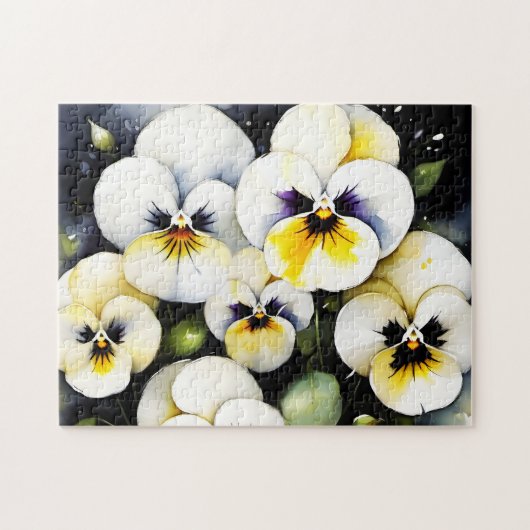 witte slipjes waterverf schilderij legpuzzel (Horizontaal)
