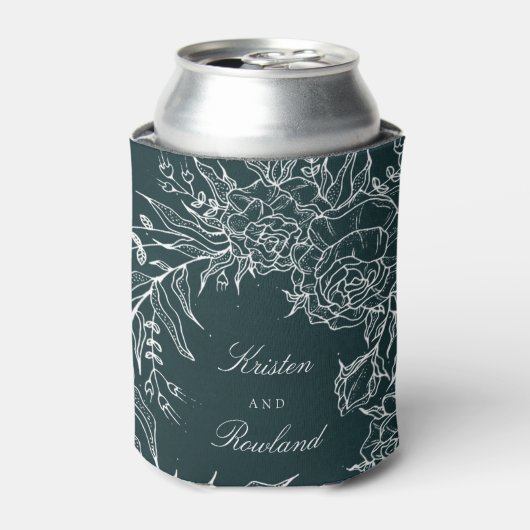 Witte Smaragd Bloem Krans Smaragd Groene Bruiloft Blikjeskoeler (Blikje Voorkant)