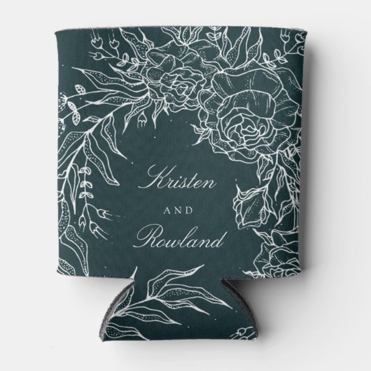 Witte Smaragd Bloem Krans Smaragd Groene Bruiloft Blikjeskoeler (Voorkant)