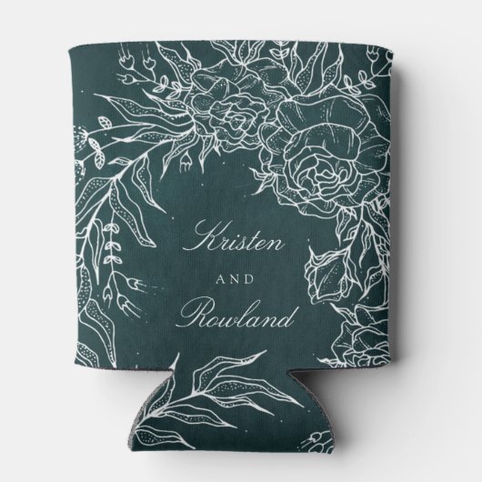 Witte Smaragd Bloem Krans Smaragd Groene Bruiloft Blikjeskoeler (Achterkant)