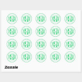 Witte Smaragdgroene Wingeschrift Monogram, doe-het Ronde Sticker (Vel)