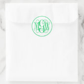Witte Smaragdgroene Wingeschrift Monogram, doe-het Ronde Sticker (Tas)