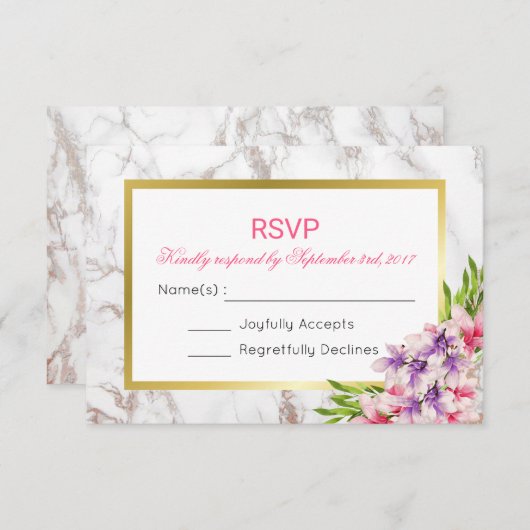 Witte smelttextuur met Magnolias RSVP (Voorkant / Achterkant)