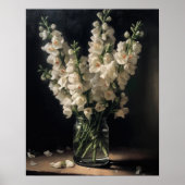 Witte Snapdragon Flowers Art Print Poster (Voorkant)