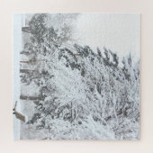 Witte sneeuw bedekt met verse bomen legpuzzel (Horizontaal)