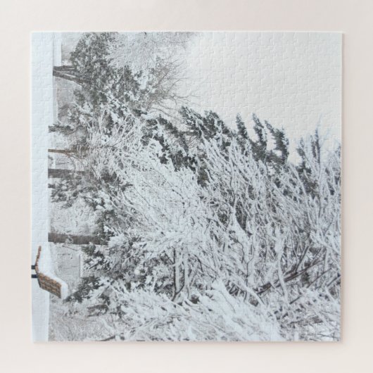 Witte sneeuw bedekt met verse bomen legpuzzel (Horizontaal)