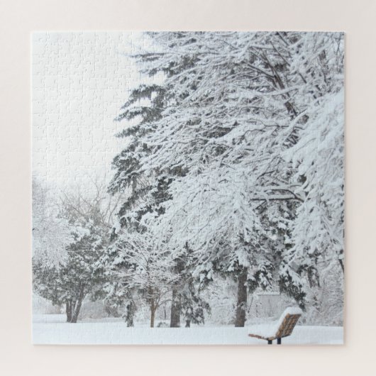 Witte sneeuw bedekt met verse bomen legpuzzel (Verticaal)