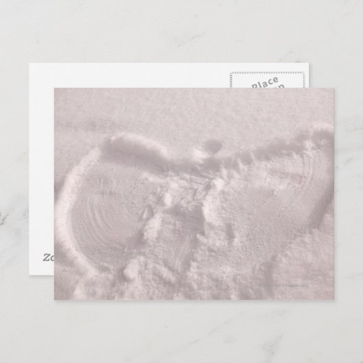Witte sneeuw bedrukt met een sneeuwengel briefkaart (Voorkant / Achterkant)