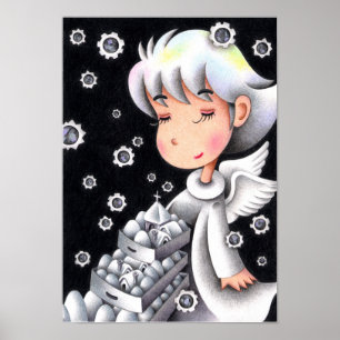Witte sneeuw engel. poster