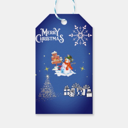 Witte sneeuw Kerstmis Cadeaulabel (Voorkant)