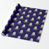 Witte Sneeuw Kerstuil Cadeaupapier (Uitgerold)