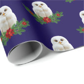 Witte Sneeuw Kerstuil Cadeaupapier (Rol Hoek)