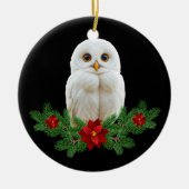 Witte Sneeuw Kerstuil Keramisch Ornament (Voorkant)