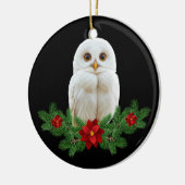Witte Sneeuw Kerstuil Keramisch Ornament (Links)