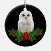 Witte Sneeuw Kerstuil Keramisch Ornament (Achterkant)
