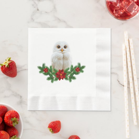 Witte Sneeuw Kerstuil Servet (Insitu)