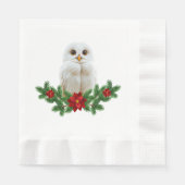 Witte Sneeuw Kerstuil Servet (Voorkant)