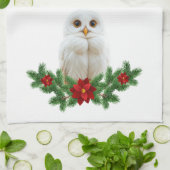 Witte Sneeuw Kerstuil Theedoek (Gevouwen)