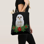 Witte Sneeuw Kerstuil Tote Bag (Dichtbij)