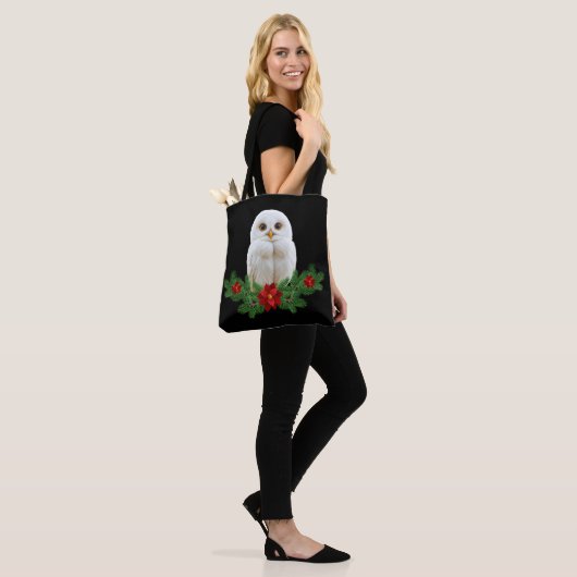 Witte Sneeuw Kerstuil Tote Bag (Op model)