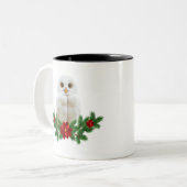 Witte Sneeuw Kerstuil Tweekleurige Koffiemok (Voorkant links)