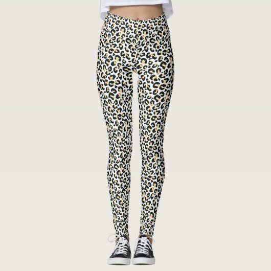 Witte sneeuw luipaard print leggings (Voorkant)