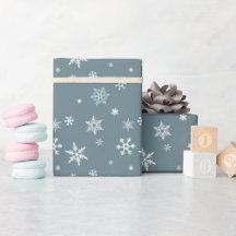 Witte Sneeuw op Dusty Blue Modern Christmas Gift