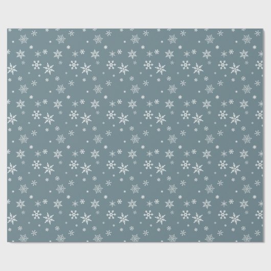 Witte Sneeuw op Dusty Blue Modern Christmas Gift Cadeaupapier (Vlak)