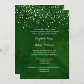 Witte sneeuw op een groene winterbruiloft kaart (Voorkant / Achterkant)