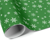 Witte Sneeuw op Emerald Green Modern Kerstcadeau Cadeaupapier (Rol Hoek)